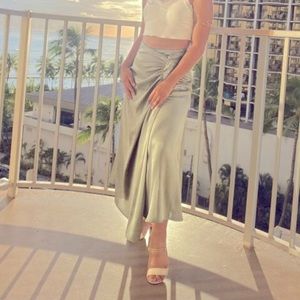 Beautiful satin maxi skirt with drapery